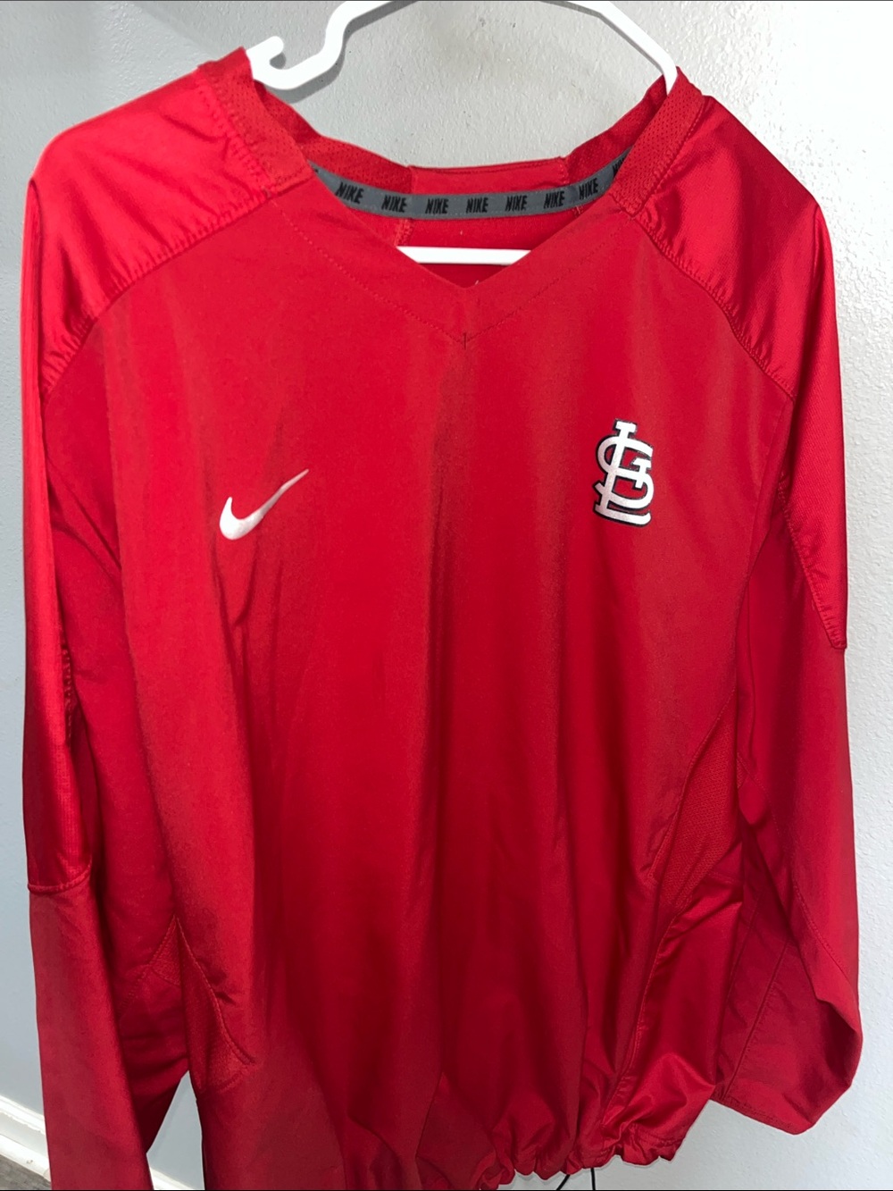 St. Louis Cardinals Nike Red Pullover with White Swoosh and Team Logo